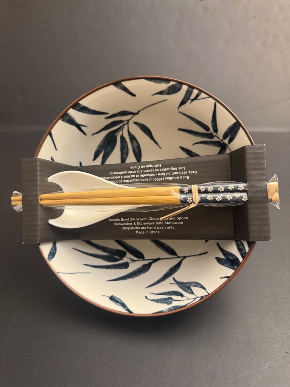 SH Home 4pc Ceramic Noodle Bowl with Chopstick & Spoon Set - Picture 3 of 6